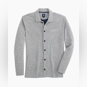 Johnnie-O Light Gray Tudor Rib-Knit Shirt Jacket Sweater NWT S $248 Wool Blend